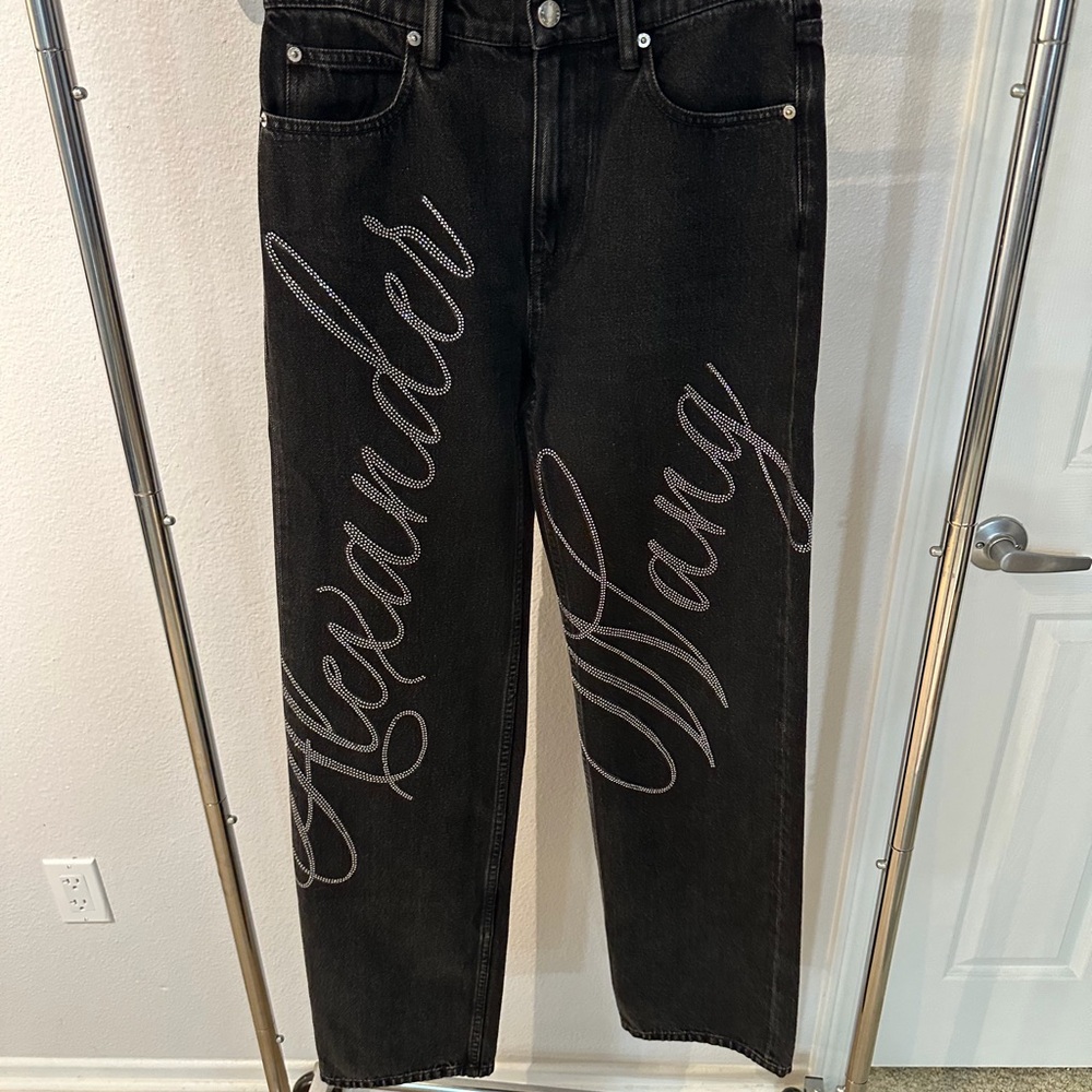 Brand New Alexander Wang Mid Rise with Crystal Hotfix Logo